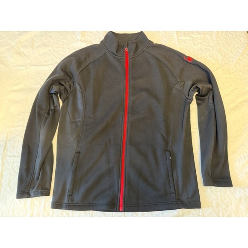 Spyder‎ Performance Jacket XL Black Red Full Zip Fleece Lined Waffle Knit